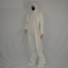 Disposable Microporous Cleanroom Coveralls , White Color , With A Flap Over Zipper Closure